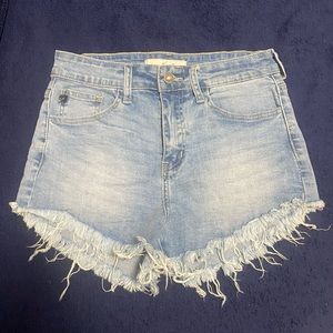 Light wash denim shorts
